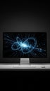 Modern Computer Mockup with Futuristic Digital Interface Royalty Free Stock Photo