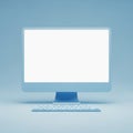 A modern computer monitor and keyboard with a blank white screen, ready for content Royalty Free Stock Photo