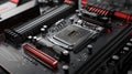 Modern computer motherboard with cpu socket showing technological advancement