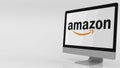 Modern computer screen with Amazon logo. Editorial 3D rendering