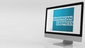 Modern computer screen with American-Express logo. Editorial 3D rendering Royalty Free Stock Photo