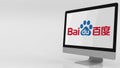 Modern computer screen with Baidu logo. Editorial 3D rendering Royalty Free Stock Photo
