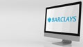 Modern computer screen with Barclays logo. 4K editorial clip