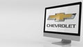 Modern computer screen with Chevrolet logo. Editorial 3D rendering