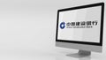 Modern computer screen with China Construction Bank logo. Editorial 3D rendering Royalty Free Stock Photo