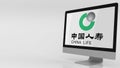 Modern computer screen with China Life Insurance logo. Editorial 3D rendering Royalty Free Stock Photo