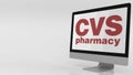 Modern computer screen with CVS Pharmacy logo. Editorial 3D rendering