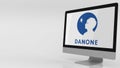 Modern computer screen with Danone logo. Editorial 3D rendering