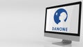Modern computer screen with Danone logo. 4K editorial clip