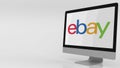 Modern computer screen with Ebay logo. Editorial 3D rendering Royalty Free Stock Photo