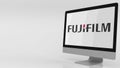 Modern computer screen with Fujifilm logo. Editorial 3D rendering Royalty Free Stock Photo