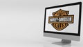 Modern computer screen with Harley-Davidson logo. Editorial 3D rendering