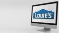 Modern computer screen with Lowe`s logo. Editorial 3D rendering