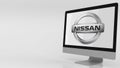 Modern computer screen with Nissan logo. Editorial 3D rendering