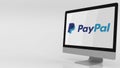 Modern computer screen with Paypal logo. Editorial 3D rendering Royalty Free Stock Photo