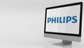 Modern computer screen with Philips logo. Editorial 3D rendering