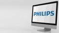 Modern computer screen with Philips logo. 4K editorial clip