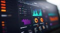 Modern computer screen showing colorful charts, graphs, and data visualization Royalty Free Stock Photo
