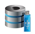 Modern computer server and usb stick Royalty Free Stock Photo