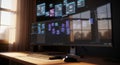 Futuristic Data Flow Visualization on Computer Screen Royalty Free Stock Photo