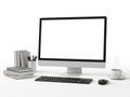 Modern computer setup isolated on white background Royalty Free Stock Photo