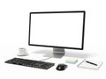 Modern computer setup isolated on white background Royalty Free Stock Photo