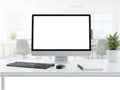 Modern computer setup isolated on white background Royalty Free Stock Photo