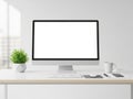 Modern computer setup isolated on white background Royalty Free Stock Photo
