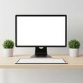 Modern computer setup isolated on white background Royalty Free Stock Photo