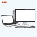 Modern computer setup with laptop and desktop Royalty Free Stock Photo