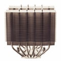 Modern computer two sectional radiator of cpu cooler with heat pipes isolated on white background.