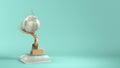 Modern concept award gold braided tree goblet with a large pearl 3d render on color gradient