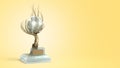 Modern concept award gold braided tree goblet with a large pearl 3d render on color gradient