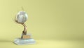 Modern concept award gold braided tree goblet with a large pearl 3d render on color gradient