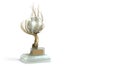 Modern concept award gold braided tree goblet with a large pearl 3d render on white