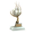 Modern concept award gold braided tree goblet with a large pearl 3d render on white no shadow