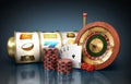 modern concept of the casino logo roulette is surrounded by play Royalty Free Stock Photo