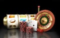 modern concept of the casino logo roulette is surrounded by play Royalty Free Stock Photo