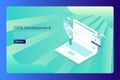 Isometric design concept of content management system, cms, marketing and communication concept, web banner template. Royalty Free Stock Photo