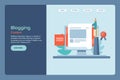 Copy writing, content creation, blogging, post for social media, creative article for website, flat design vector landing page.