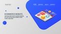 Ecommerce website, online shopping, isometric design concept, landing page template vector. Royalty Free Stock Photo