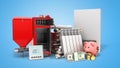 Modern concept heating saving solid fuel boiler battery electric