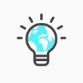 Modern concept illustration idea and world.Light bulb background. Royalty Free Stock Photo