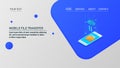 Mobile file transfer, cloud data transfer, isometric design concept, web page template. Royalty Free Stock Photo