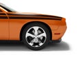 Modern concept orange sports car front 3d render on white background with shadow Royalty Free Stock Photo