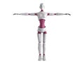 Modern concept of product presentation female robot ready to insert an object into the hand 3d render on white no shadow