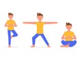 A modern concept on the topic of a healthy lifestyle. A set of boys in sportswear who do a variety of sports exercises to feel Royalty Free Stock Photo