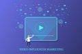 Video influencer marketing, social media advertising campaign, customer engagement. Royalty Free Stock Photo