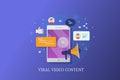 Viral video marketing, digital content promotion, social media, customer interaction. Royalty Free Stock Photo