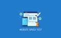 Website speed test, page loading time, search engine optimization concept. Flat design vector banner. Royalty Free Stock Photo